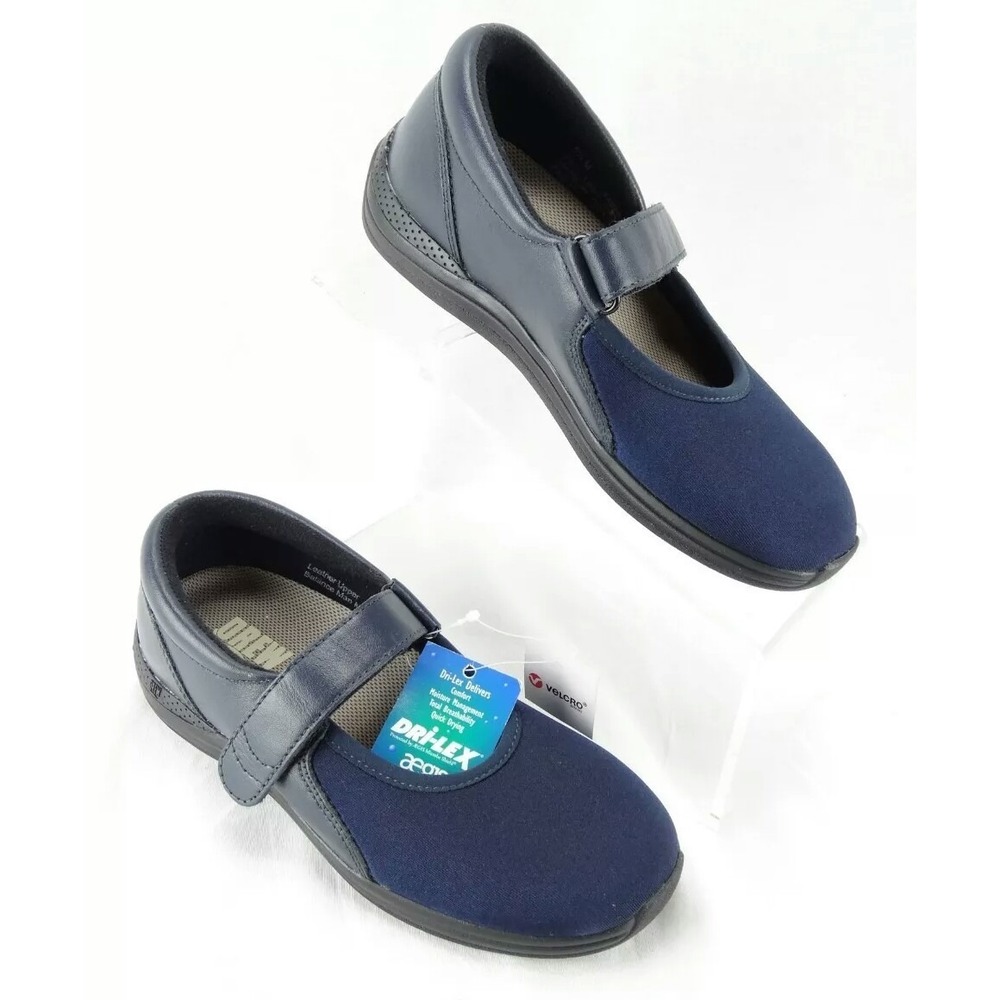 Drew Rose Mary Jane Orthotic Shoes Blue Leather P221 Therapeutic Women's Sz 5.5M